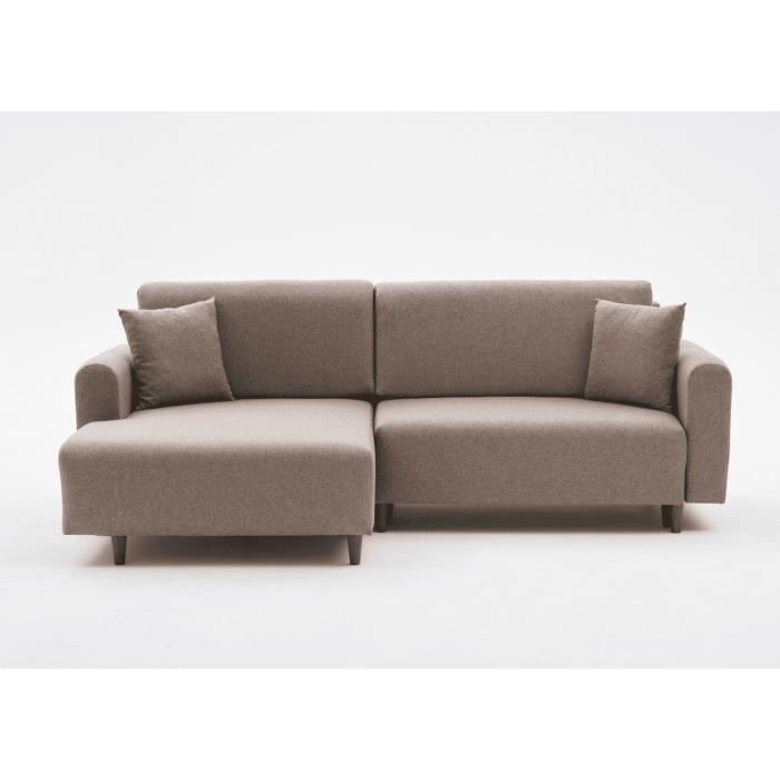 Canapé d'angle convertible méridienne à gauche en tissu L246 cm - 246 cm X 160 cm X 85 cm - MANE LEFT - Taupe