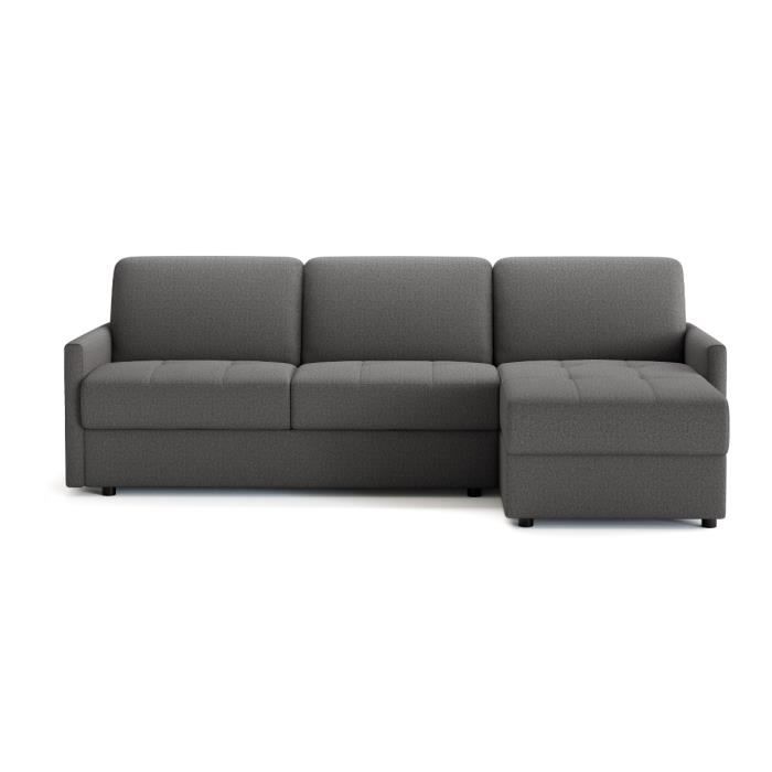 Canapé d'angle convertible 3 places en tissu gris L260 cm - 260 cm X 150 cm X 87 cm - BELLUNO