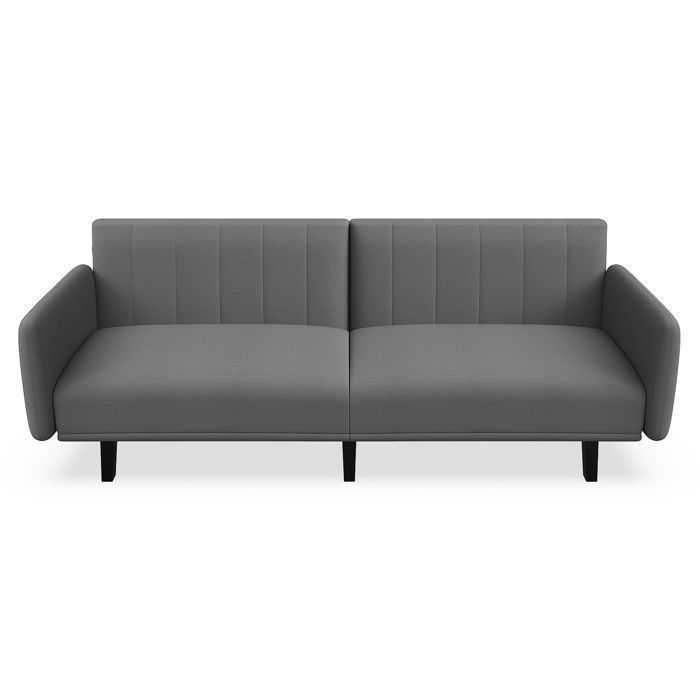 Canapé convertible 3 places, Canapé tissu Aspect Lin , Banquette lit Avec port de charge USB, Dossier inclinable
