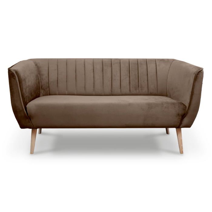 Meubles de salon - BETTSO PIK3 - canapé 3 places rembourré en velours, sofa pour relax, Marron