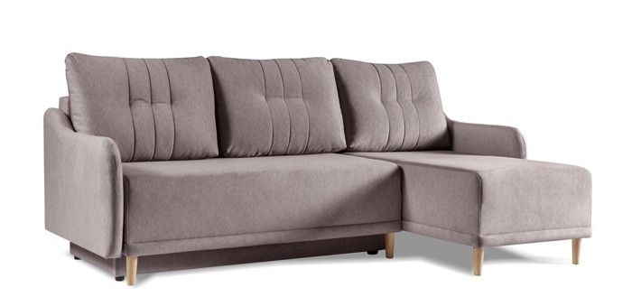 Canapé d'angle avec fonction de couchage - Bettso Doris - avec coffre à literie, couchage 204 x 137 cm, daim-velours, Marron