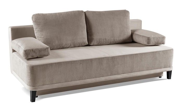 Canapé avec fonction de couchage - Bettso Rosso - avec coffre à literie, couchage 200 x 140 cm, velours côtelé, Brun Clair