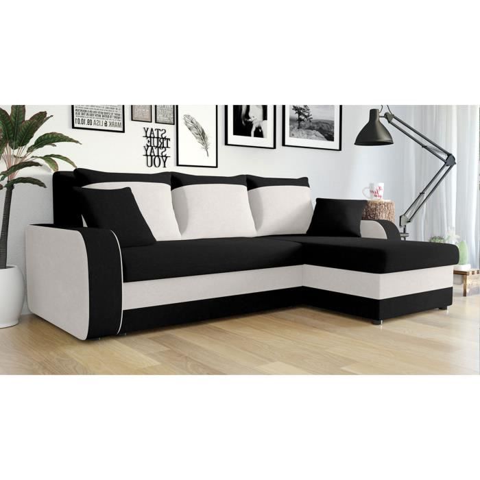 Canapé d'angle réversible convertible - BESTMOBILIER - Zelie - Blanc - 4 places - Coffre de rangement