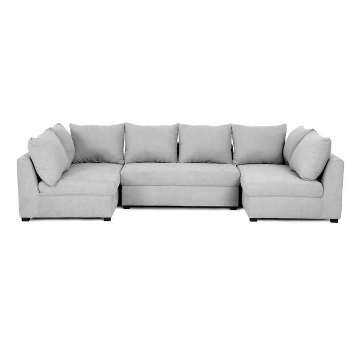 BUDWING Canapé D'angle Modulable GAEL - Gris Clair- 4 Places - Style Contemporain - Système De Fixation Intégré