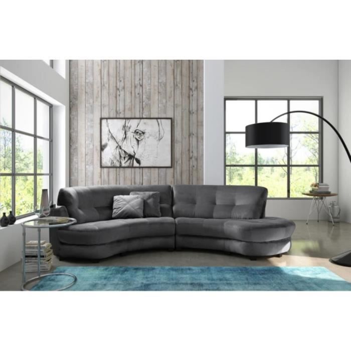 Canapé en tissu luxe 5/6 places BRENNER gris foncé, côté accoudoir gauche