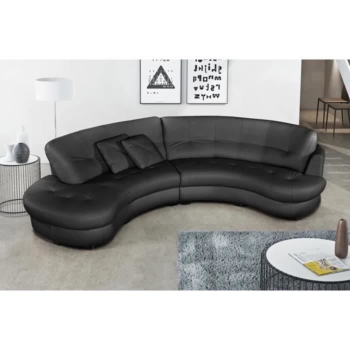Canapé en cuir italien de luxe 5/6 places BRETINI noir, côté accoudoir droit