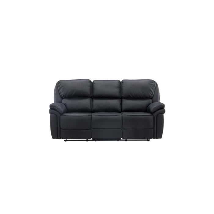 Saranda canapé 3 personnes, fauteuil inclinable électrique avec repose-pieds noir.