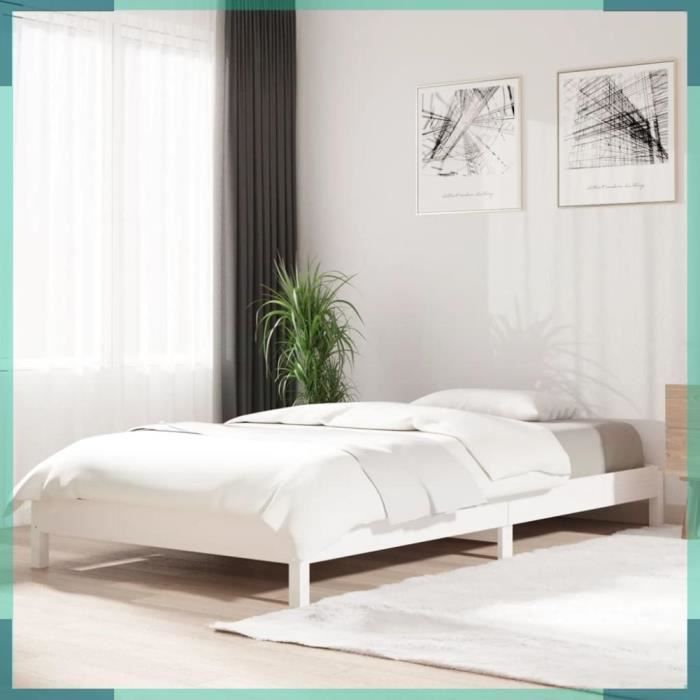 Lit empilable Blanc 75x190 cm Bois de pin massif-FHE820408