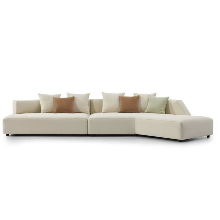 Canapé d'angle scandinave July chenille blanc cassé - Livin24 - 4 places - Moelleux - 216 cm