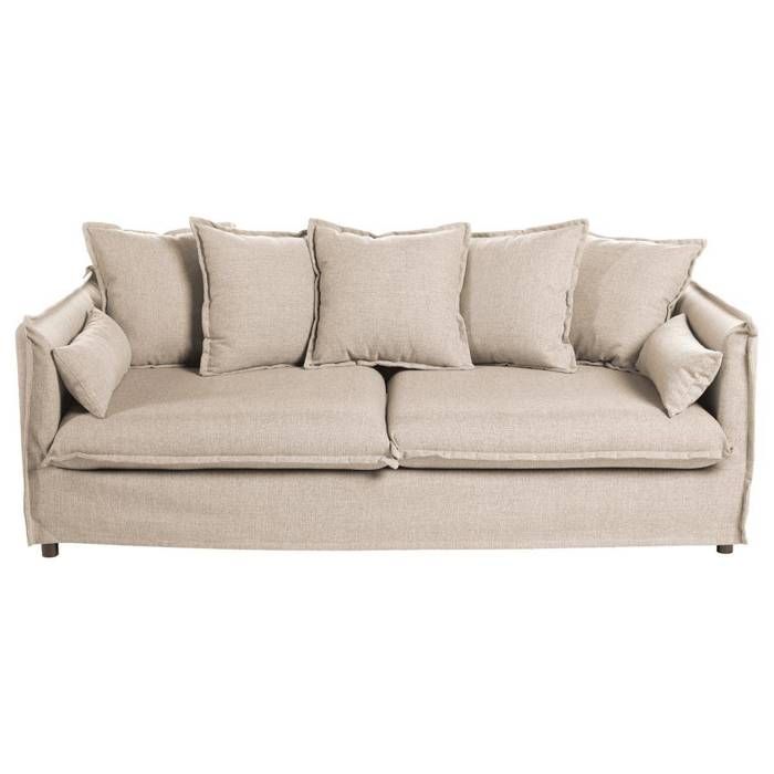 Canapé fixe - ATMOSPHERA - Odilon - 3 personnes - Tissu - Beige