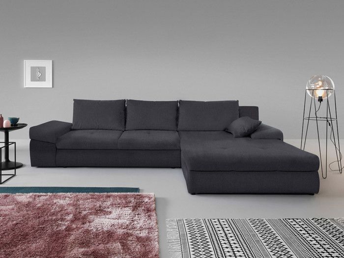 Karl - canapé d'angle réversible convertible - avec coffre - 5 places - style contemporain Couleur - Gris foncé