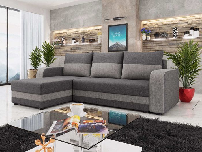 Harvey - canapé d'angle réversible - convertible - avec coffre - en tissu - 4 places - style contemporain