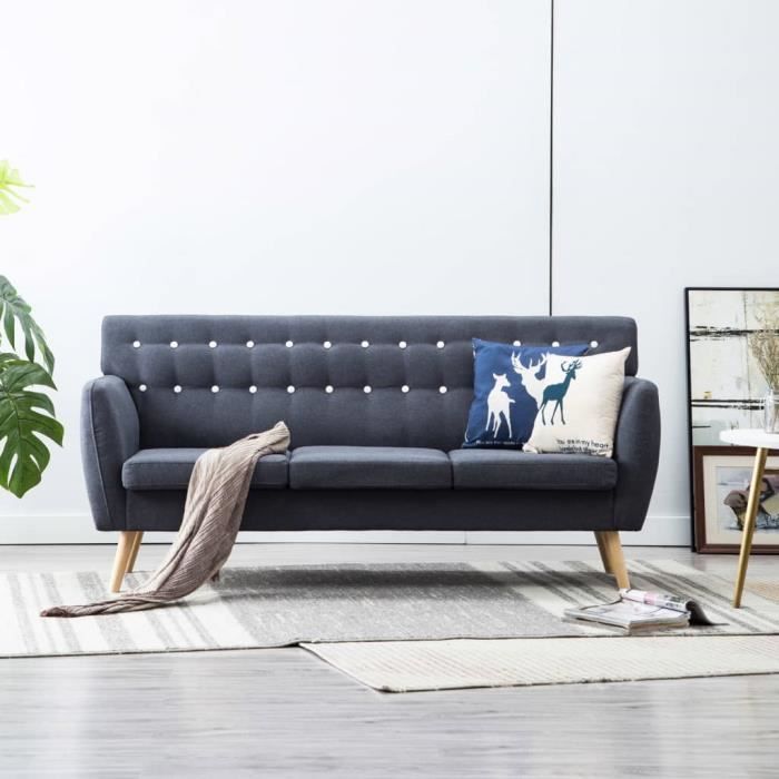 Canapé scandinave de relaxation MVS - Canapé à 3 places Revêtement en tissu 172x70x82 cm Gris foncé,29,14 Kg