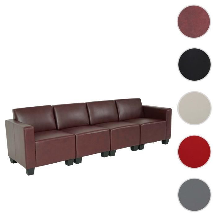 Modular Canapé 4 places Lyon, similicuir ~ rouge-brun