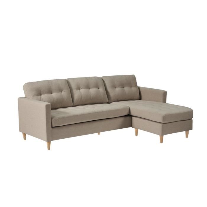 Marino canapé chaise longue 3 personnes tissu sable.