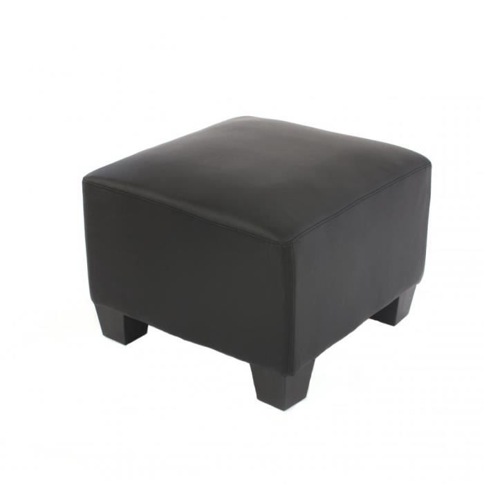 Canapé modulaire Lyon - Simili-cuir noir - Repose-pied pouf