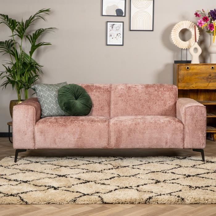 Livin24  Canapé 2,5 places Vegas tissu chenille rose