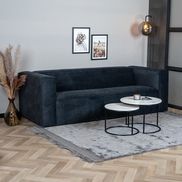 Canapé scandinave Memphis 3 places tissu chiné noir - Livin24 - Moderne - Réversible
