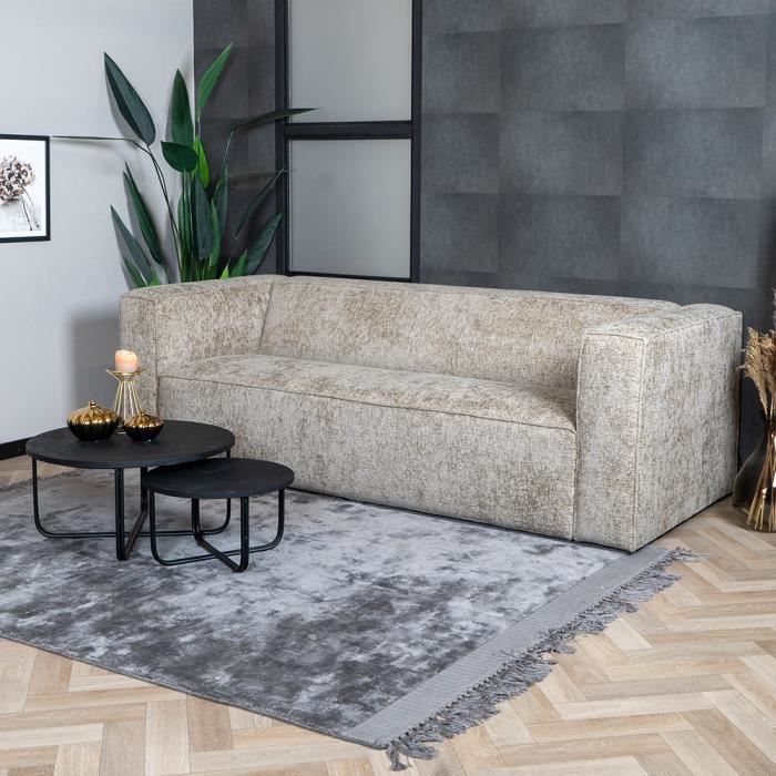 Canapé 3 places Memphis en tissu chenille taupe - Livin24 - Moderne - Avec accoudoirs - Beige - 224 cm