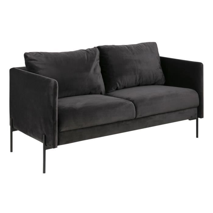 Canapé - ACTONA - Kingsley - 2 places - Tissu Letto - Anthracite - Fixe
