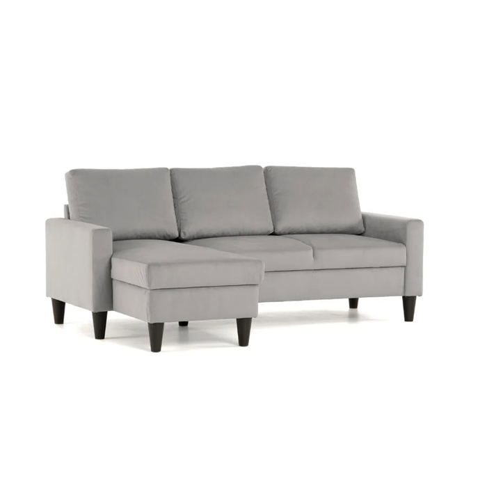 Canapé d'angle réversible FOX - BUDWING - Gris clair - 3 places - Style contemporain
