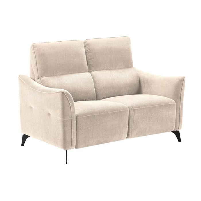 Canapé Fixe 2 Places - ALTOBUY - Burgos - Tissu Waterproof - Beige - Design Contemporain