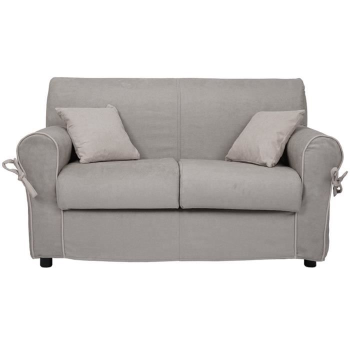 Canapé convertible 2 places en tissu déhoussable VERONA 150 cm Gris avec bordure gris clair
