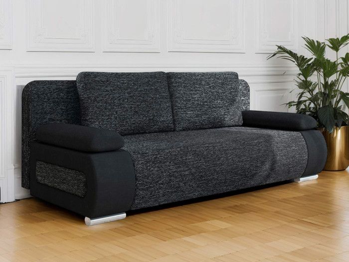 Canapé convertible 3 places Elio avec coffre de rangement - style contemporain - Noir / Gris - BESTMOBILIER