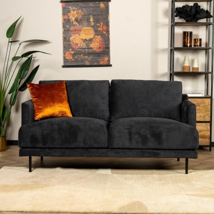 Livin24  Canapé Scandinave 2,5 places Denver noir tissu chiné