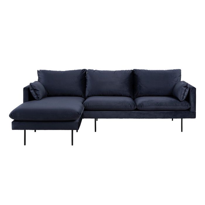 Canapé d'angle - ACTONA - Sunderland - Bleu foncé - 5 places - Déhoussable