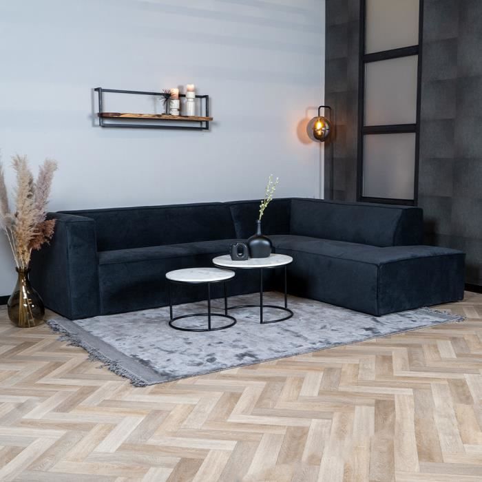 Canapé d'angle scandinave Memphis en tissu chiné noir - Livin24 - 4 places - 266x266cm