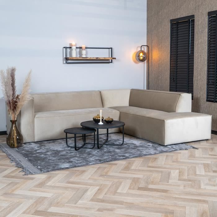 Canapé d'angle en velours Memphis champagne droit - Livin24 - 4 places - Elégance - Chic