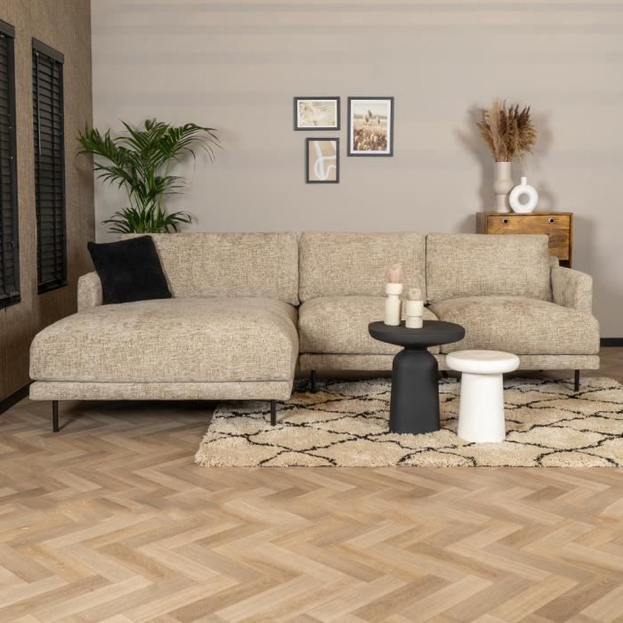 Livin24  Canapé d'angle gauche Denver tissu chenille taupe