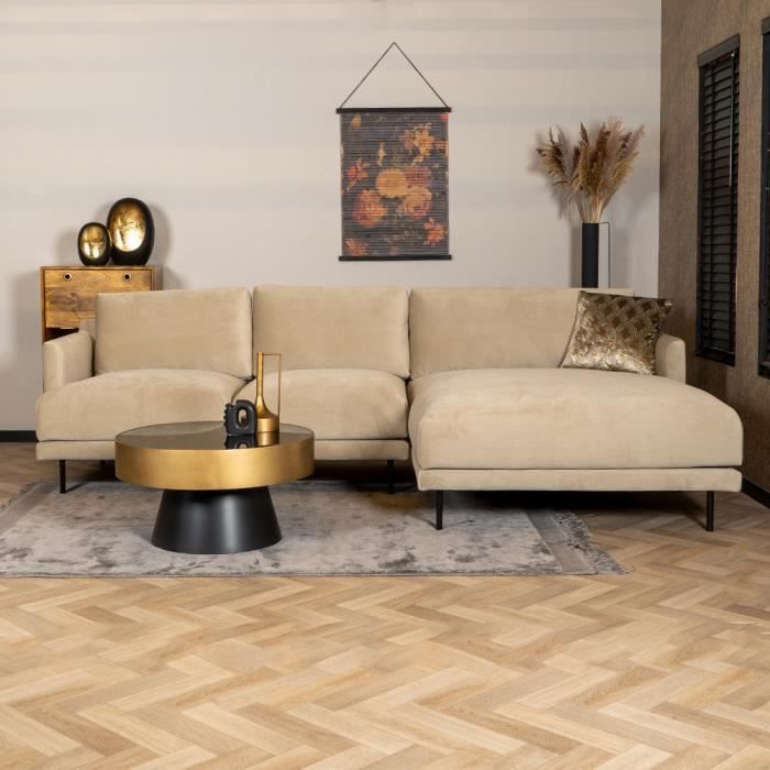Canapé d'angle droit en velours Denver beige - Livin24 - Elégance - Chic - 295 cm - 4 places - Moelleux - Fixe