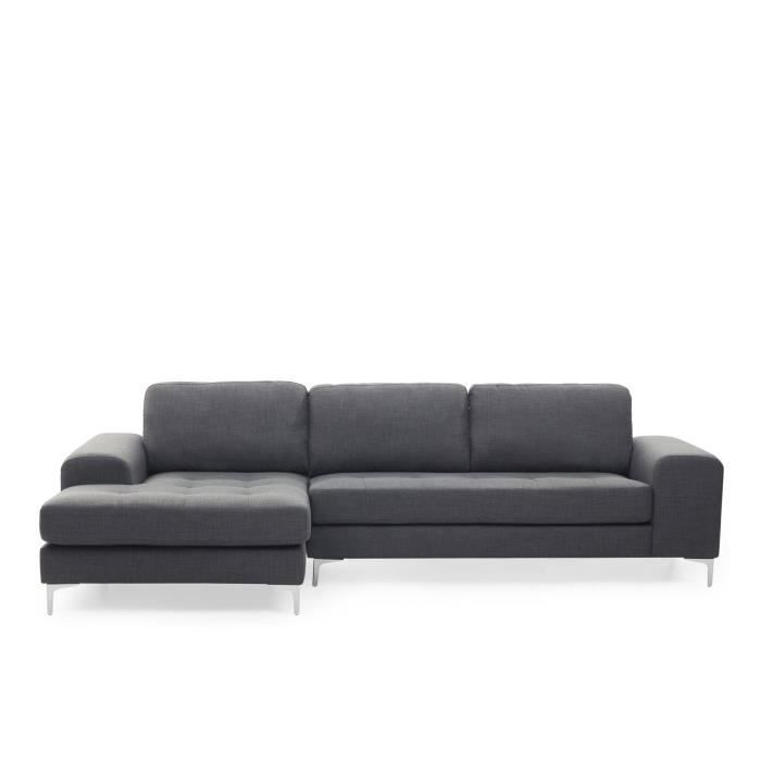 Canapé d'angle fixe en tissu gris foncé - Beliani KIRUNA - 4 places - Style contemporain et design