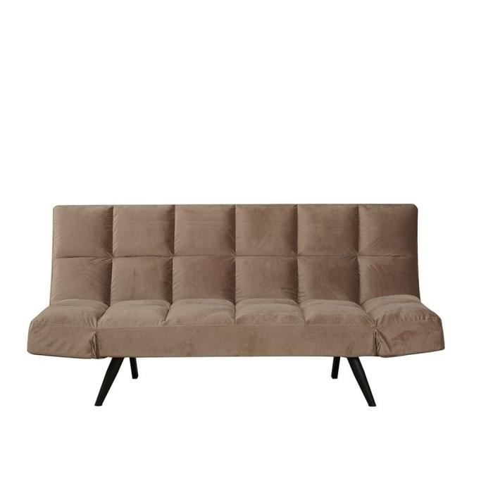 Canapé convertible lit Timo en velours taupe - Livin24 - 110 x 180 cm - Confortable et moderne
