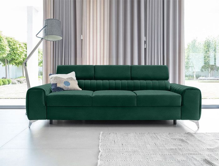 Canapé convertible BESTMOBILIER Talisay - 3 places - en velours - Vert