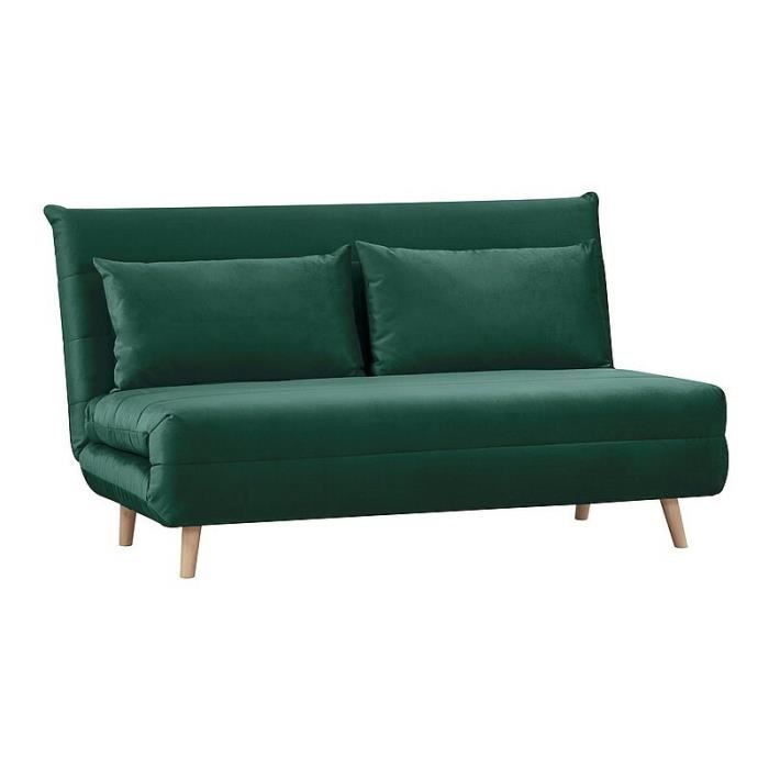 Canapés - Deconation - Canapé convertible 2 places en velours "Spike II" - Vert - L 147 x H 84 cm
