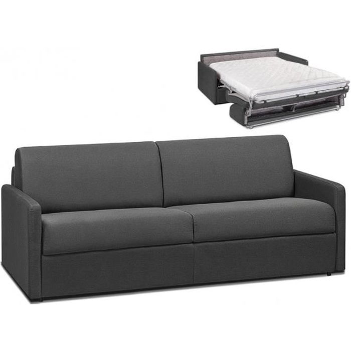 Canapé convertible express en tissu CALIFE - Gris - 4 places - Couchage 160 cm