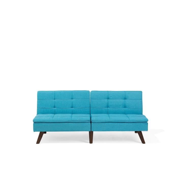 Canapé convertible BELIANI RONNE en polyester bleu - 3 places - 110x180cm