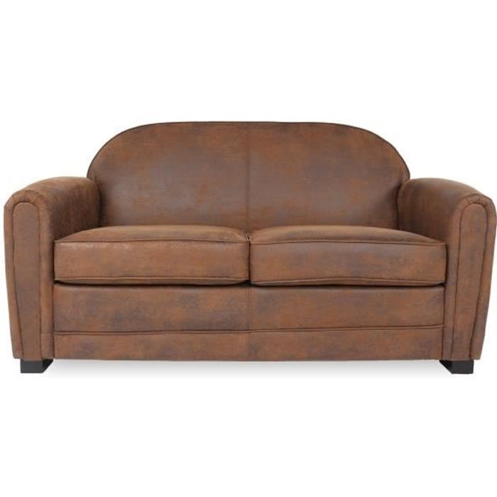 Canapé club 2 places - William Vintage - Marron - Microfibre