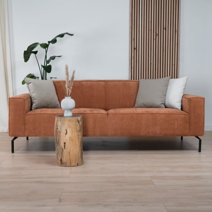 Canapé Kansas terracotta mélange - Livin24 - 3 places - Orange - Avec accoudoirs - Tissu/polyester/viscose