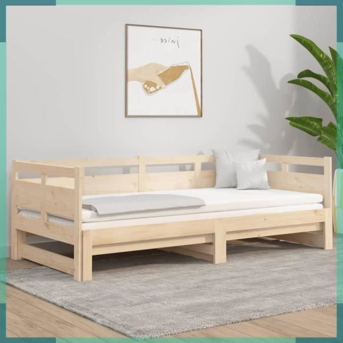 Lit coulissant sans matelas bois de pin massif 2x(90x200) cm-FHE820312