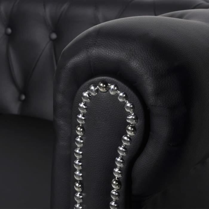 Akozon Canapé Chesterfield à 2 places cuir synthétique noir - 7891450665184