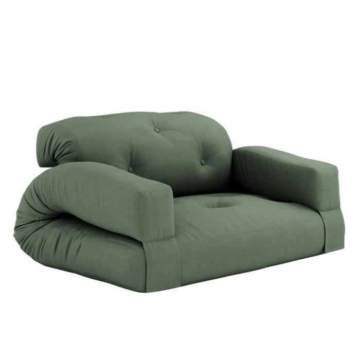 Canapé futon convertible HIPPO SOFA couleur vert olive vert Tissu Inside75