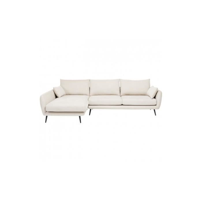 Canapé d'angle gauche en tissu crème - AMALFI - Longueur 231cm - Beige - Simili