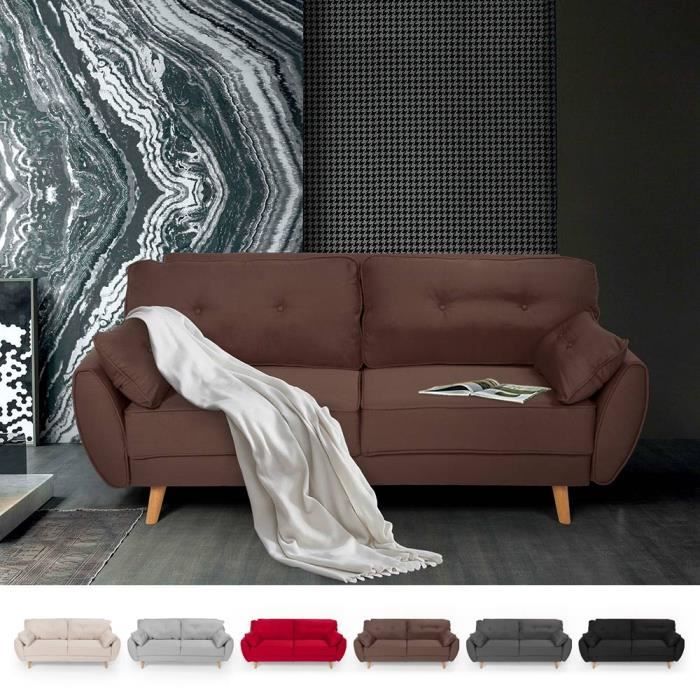 Canapé-lit - Fortaleza - 3 places - Tissu marron - Convertible - Dossier inclinable