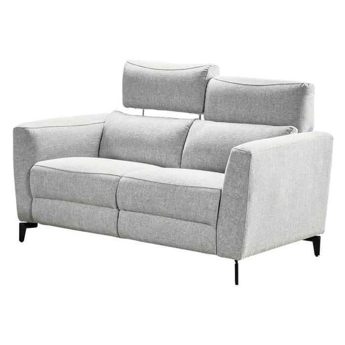 Canapé Fixe 2 Places - ALTOBUY - Mumbai - Gris Clair - Tissu 100% polyester - Style Contemporain