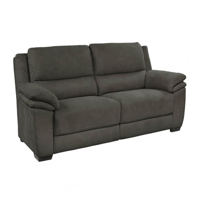 Canapé Fixe 2 Places - ALTOBUY - Astio - Tissu Gris Foncé - Confort Moelleux - Design Contemporain