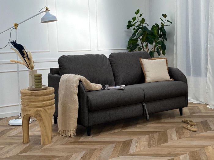 Cosmos - canapé 3 places convertible - couchage quotidien matelas 11 cm - en tissu - Gris Anthracite
